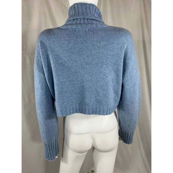 Sablyn Silvia Cropped Cashmere Turtleneck Sweater Blue XS - Picture 2 of 3
